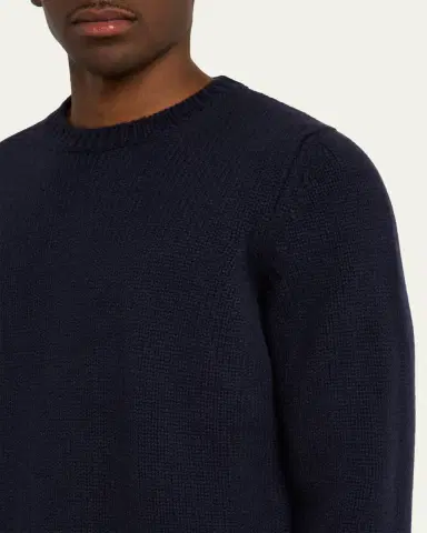 Anderson & Sheppard Men's Plain Knit Cashmere Crewneck Sweater | Thumbnail 5 Anderson & Sheppard Men's Plain Knit Cashmere Crewneck Sweater | Thumbnail 5
