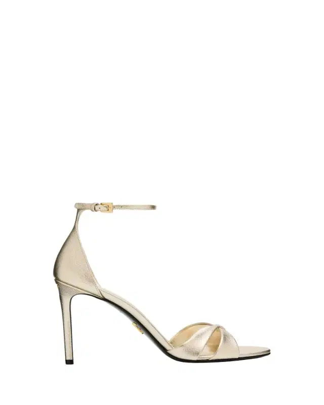 95mm Vernice Saffiano Leather Ankle-Strap Sandals