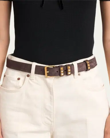 Valentino Garavani Rockstud Suede Belt, 30mm | Thumbnail 2 Valentino Garavani Rockstud Suede Belt, 30mm | Thumbnail 2