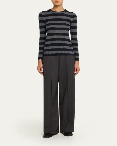 MAJESTIC FILATURES Merino Superfine Striped Rib Knit Sweater | Thumbnail 2 MAJESTIC FILATURES Merino Superfine Striped Rib Knit Sweater | Thumbnail 2