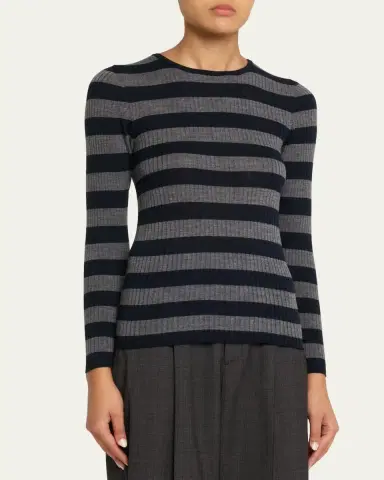 MAJESTIC FILATURES Merino Superfine Striped Rib Knit Sweater | Thumbnail 4 MAJESTIC FILATURES Merino Superfine Striped Rib Knit Sweater | Thumbnail 4