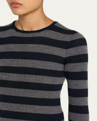 MAJESTIC FILATURES Merino Superfine Striped Rib Knit Sweater | Thumbnail 5 MAJESTIC FILATURES Merino Superfine Striped Rib Knit Sweater | Thumbnail 5