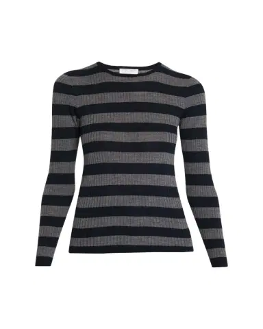 MAJESTIC FILATURES Merino Superfine Striped Rib Knit Sweater | Thumbnail 1 MAJESTIC FILATURES Merino Superfine Striped Rib Knit Sweater | Thumbnail 1