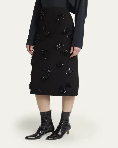 Proenza Schouler Moira Embroidered Compact Crepe Skirt | Thumbnail 4 Proenza Schouler Moira Embroidered Compact Crepe Skirt | Thumbnail 4