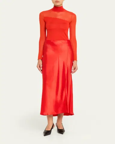 Jason Wu Collection Mock-Neck Asymmetric Sheer Merino Wool Sweater | Thumbnail 2 Jason Wu Collection Mock-Neck Asymmetric Sheer Merino Wool Sweater | Thumbnail 2