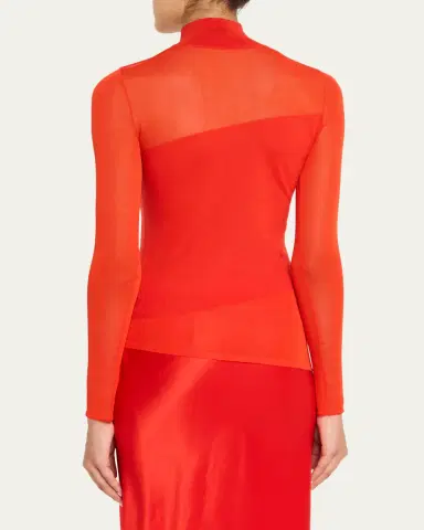 Jason Wu Collection Mock-Neck Asymmetric Sheer Merino Wool Sweater | Thumbnail 3 Jason Wu Collection Mock-Neck Asymmetric Sheer Merino Wool Sweater | Thumbnail 3
