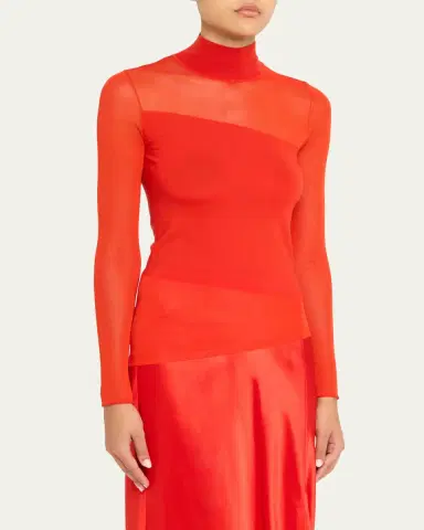 Jason Wu Collection Mock-Neck Asymmetric Sheer Merino Wool Sweater | Thumbnail 4 Jason Wu Collection Mock-Neck Asymmetric Sheer Merino Wool Sweater | Thumbnail 4