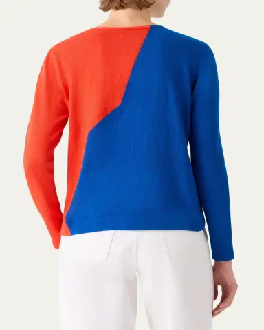 Akris High Plains Linen-Wool Knit V-Neck Sweater | Thumbnail 3