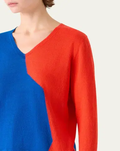 Akris High Plains Linen-Wool Knit V-Neck Sweater | Thumbnail 5