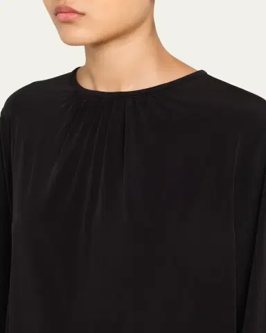 Vince Gathered Long-Sleeve Crepe Blouse | Thumbnail 5