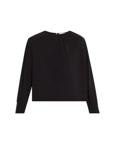 Vince Gathered Long-Sleeve Crepe Blouse | Thumbnail 1