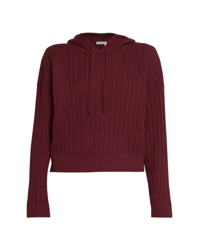Cashmere-Blend Cable-Knit Hoodie