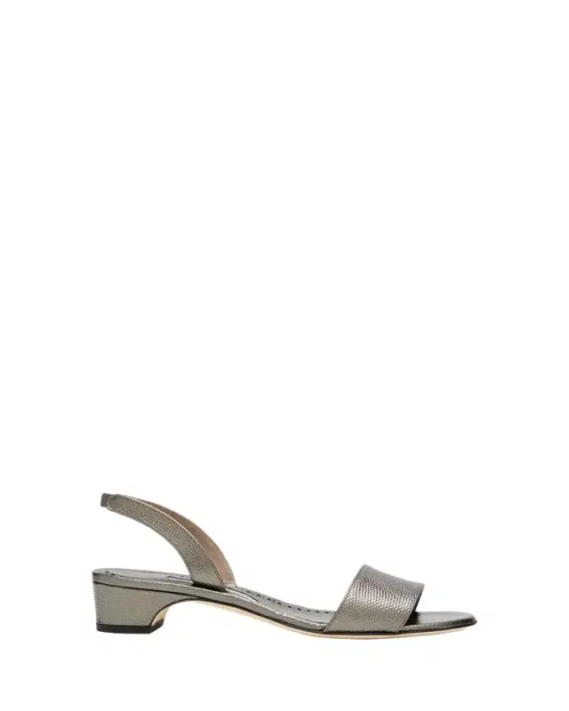 Manolo Blahnik 30mm Patobarnu Embossed Metallic Leather Slingback
