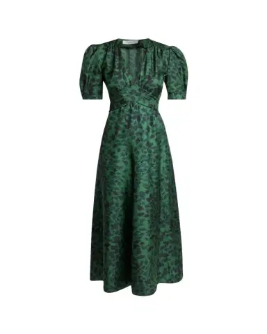 Gabriela Hearst Larkin Printed Satin Puff-Sleeve Midi Dress | Thumbnail 1