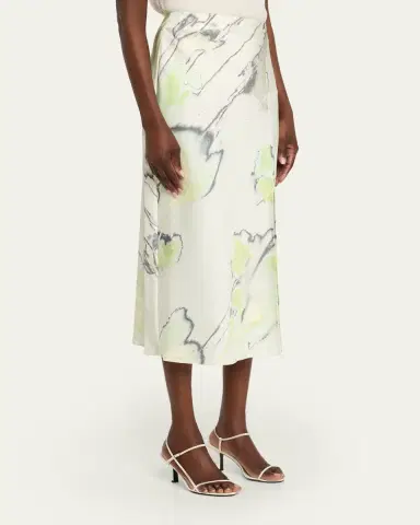 Jason Wu Collection Watercolor Crepe Satin Slip Midi Skirt | Thumbnail 4