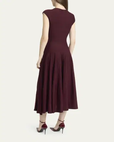 ALAIA Sculpting Cap-Sleeve Midi Dress | Thumbnail 3