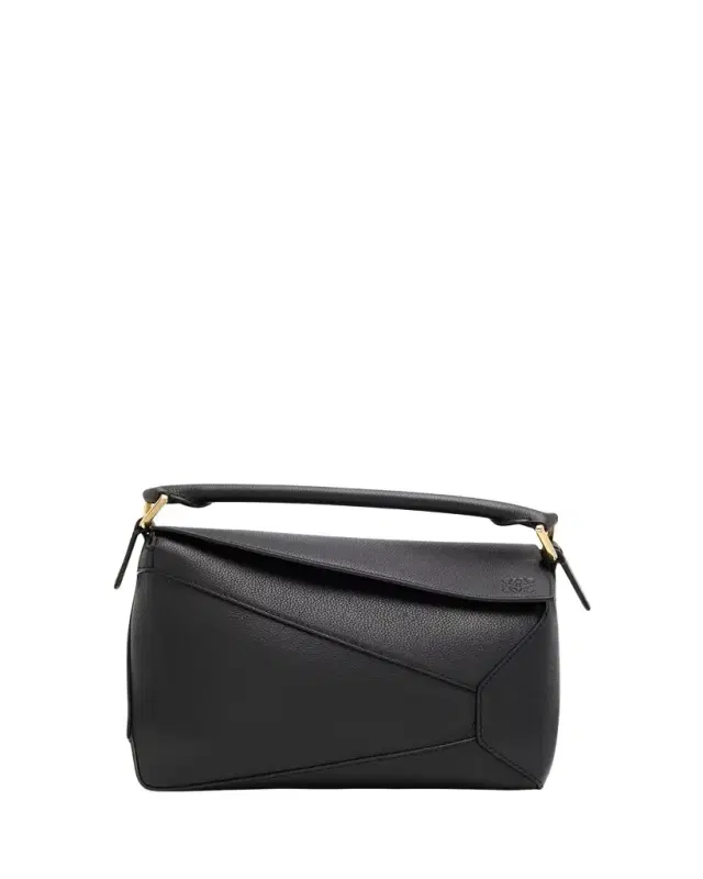 Puzzle Edge Small Top-Handle Bag in Grain Leather