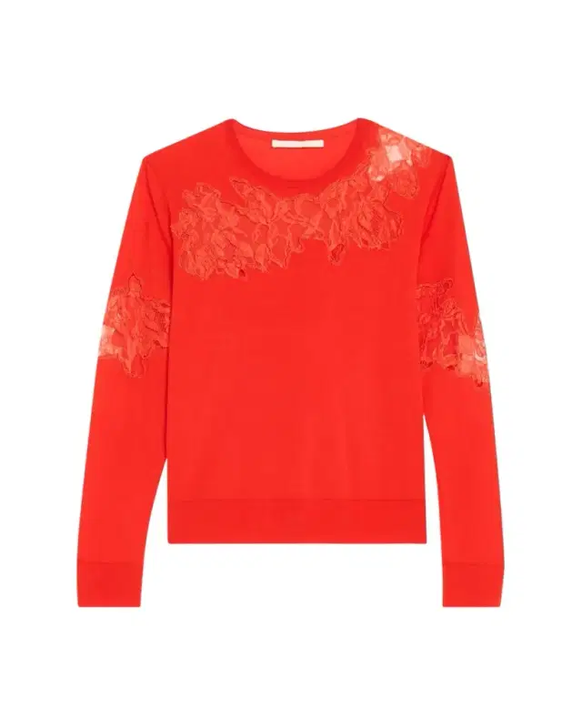 Lace-Inset Merino Wool Sweater