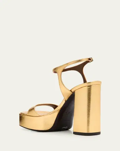 Giuseppe Zanotti Metallic Leather Block-Heel Platform Sandals | Thumbnail 4 Giuseppe Zanotti Metallic Leather Block-Heel Platform Sandals | Thumbnail 4