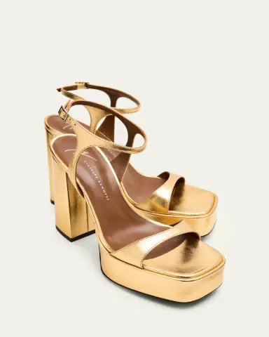Giuseppe Zanotti Metallic Leather Block-Heel Platform Sandals | Thumbnail 5 Giuseppe Zanotti Metallic Leather Block-Heel Platform Sandals | Thumbnail 5