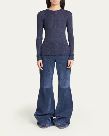 Gabriela Hearst Anges Cashmere Rib Henley Sweater | Thumbnail 2