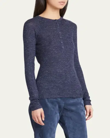 Gabriela Hearst Anges Cashmere Rib Henley Sweater | Thumbnail 4