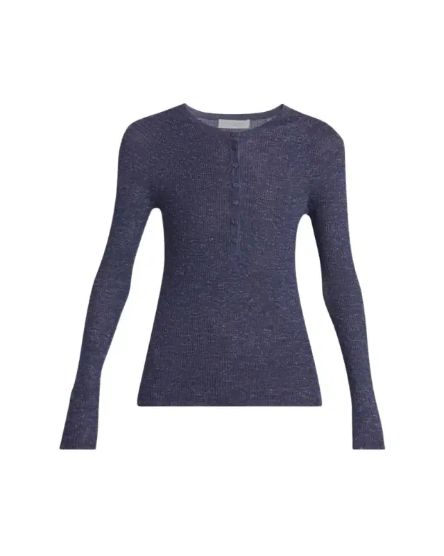Anges Cashmere Rib Henley Sweater