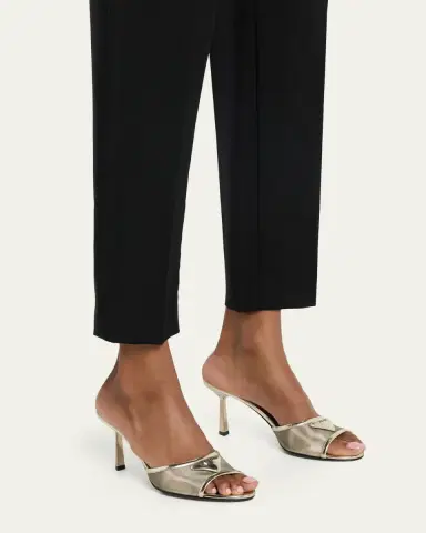 Prada 75mm Metallic Leather Mesh Sandals | Thumbnail 2