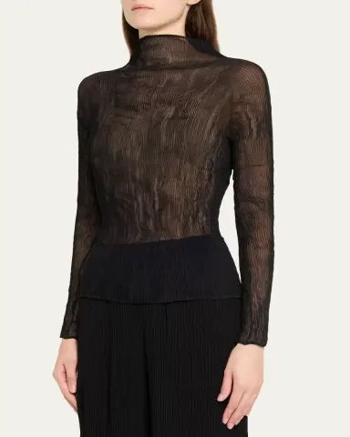 Issey Miyake Chiffon Twist Long-Sleeve Top | Thumbnail 4