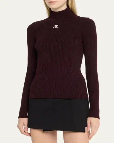 Courrèges Turtleneck Long-Sleeve Rib Sweater | Thumbnail 8