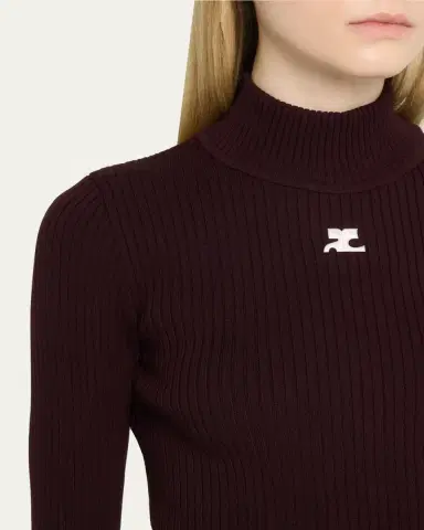 Courrèges Turtleneck Long-Sleeve Rib Sweater | Thumbnail 9