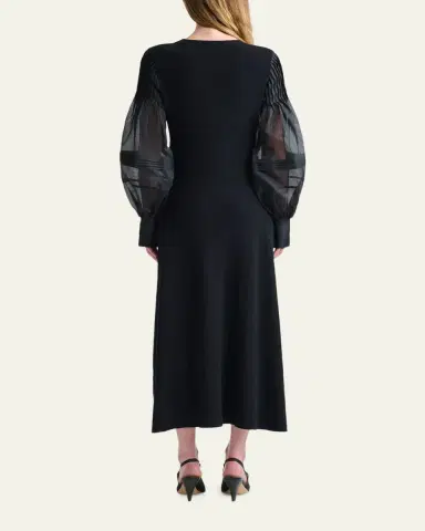 Altuzarra Carino Long-Sleeve Silk Midi Dress | Thumbnail 3 Altuzarra Carino Long-Sleeve Silk Midi Dress | Thumbnail 3