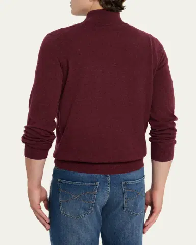Brunello Cucinelli Men's Cashmere Quarter-Zip Sweater | Thumbnail 3