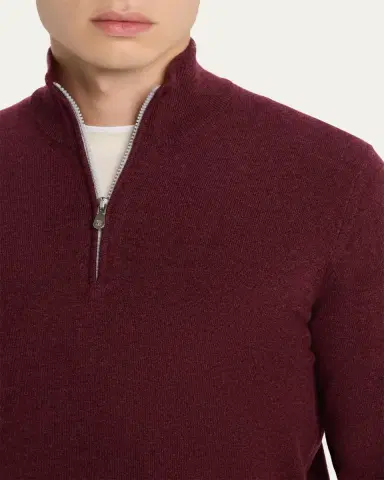 Brunello Cucinelli Men's Cashmere Quarter-Zip Sweater | Thumbnail 5