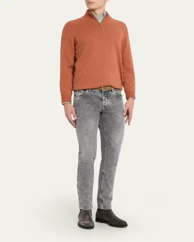 Brunello Cucinelli Men's Cashmere Quarter-Zip Sweater | Thumbnail 6