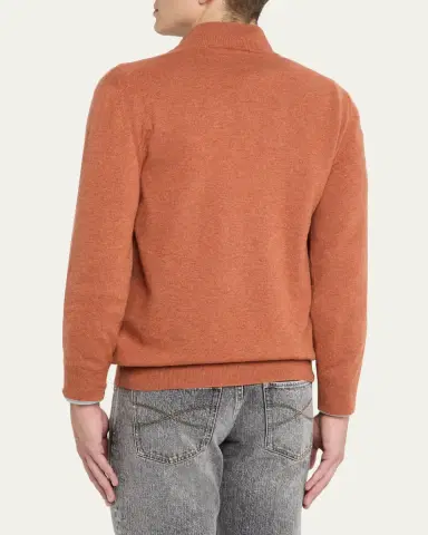 Brunello Cucinelli Men's Cashmere Quarter-Zip Sweater | Thumbnail 7
