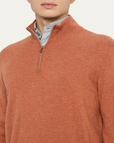 Brunello Cucinelli Men's Cashmere Quarter-Zip Sweater | Thumbnail 9