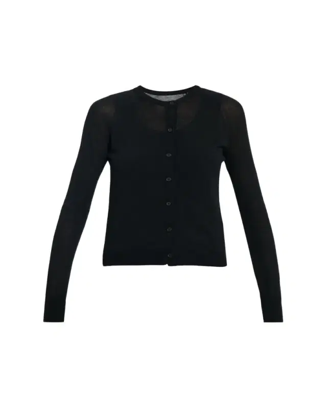 Double Layered Wool Crewneck Cardigan