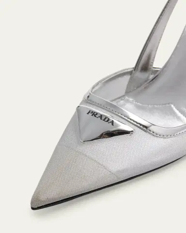 Prada 75mm Modellerie Metallic Leather Mesh Slingback Pumps | Thumbnail 3 Prada 75mm Modellerie Metallic Leather Mesh Slingback Pumps | Thumbnail 3