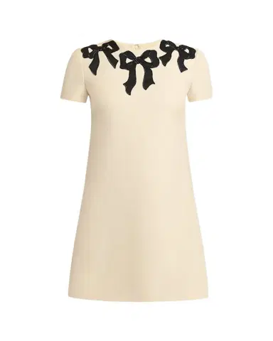 Valentino Garavani Embroidered Bow Satin Crepe Mini Dress | Thumbnail 1 Valentino Garavani Embroidered Bow Satin Crepe Mini Dress | Thumbnail 1