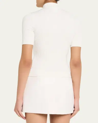 Courrèges Mock-Neck Short-Sleeve Rib Pullover | Thumbnail 3