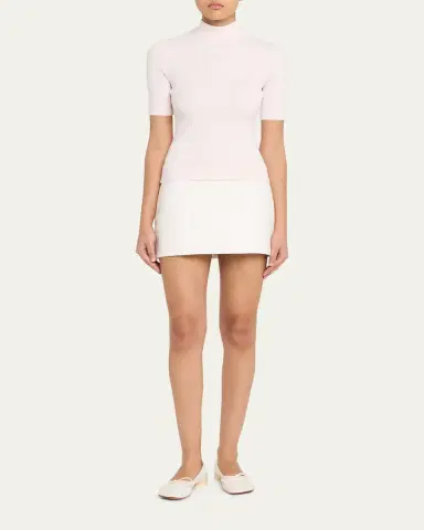 Courrèges Mock-Neck Short-Sleeve Rib Pullover | Thumbnail 6