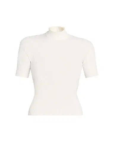 Courrèges Mock-Neck Short-Sleeve Rib Pullover | Thumbnail 1