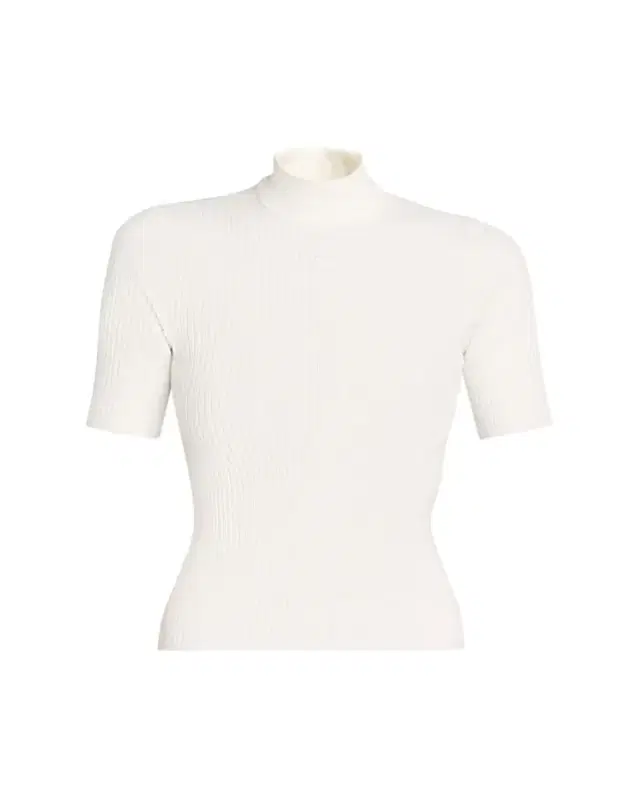 Courreges Mock-Neck Short-Sleeve Rib Pullover
