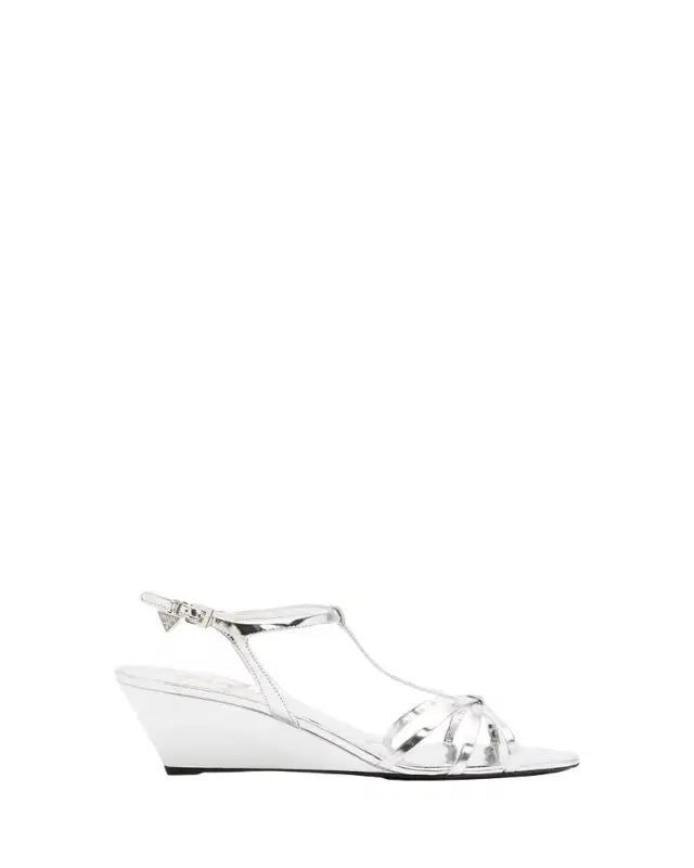 Prada 55mm Metallic Leather Wedge Sandals