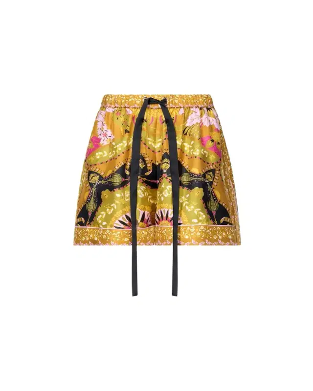 Delfine Floral-Print Silk Shorts
