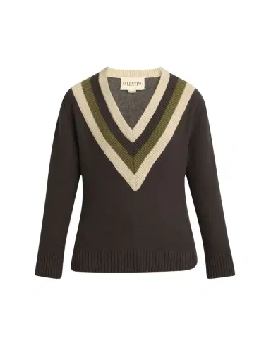 Valentino Garavani Maglia Striped Wool Sweater | Thumbnail 1 Valentino Garavani Maglia Striped Wool Sweater | Thumbnail 1