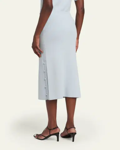 Jil Sander Button-Hem Wool Knit Midi Skirt | Thumbnail 3
