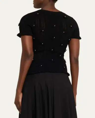 Sea Alberta Embellished Pointelle-Knit Top | Thumbnail 3 Sea Alberta Embellished Pointelle-Knit Top | Thumbnail 3