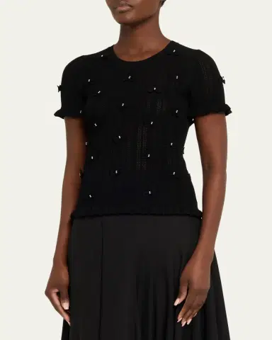 Sea Alberta Embellished Pointelle-Knit Top | Thumbnail 4 Sea Alberta Embellished Pointelle-Knit Top | Thumbnail 4